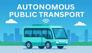 Autonomous public transport bus in modern city