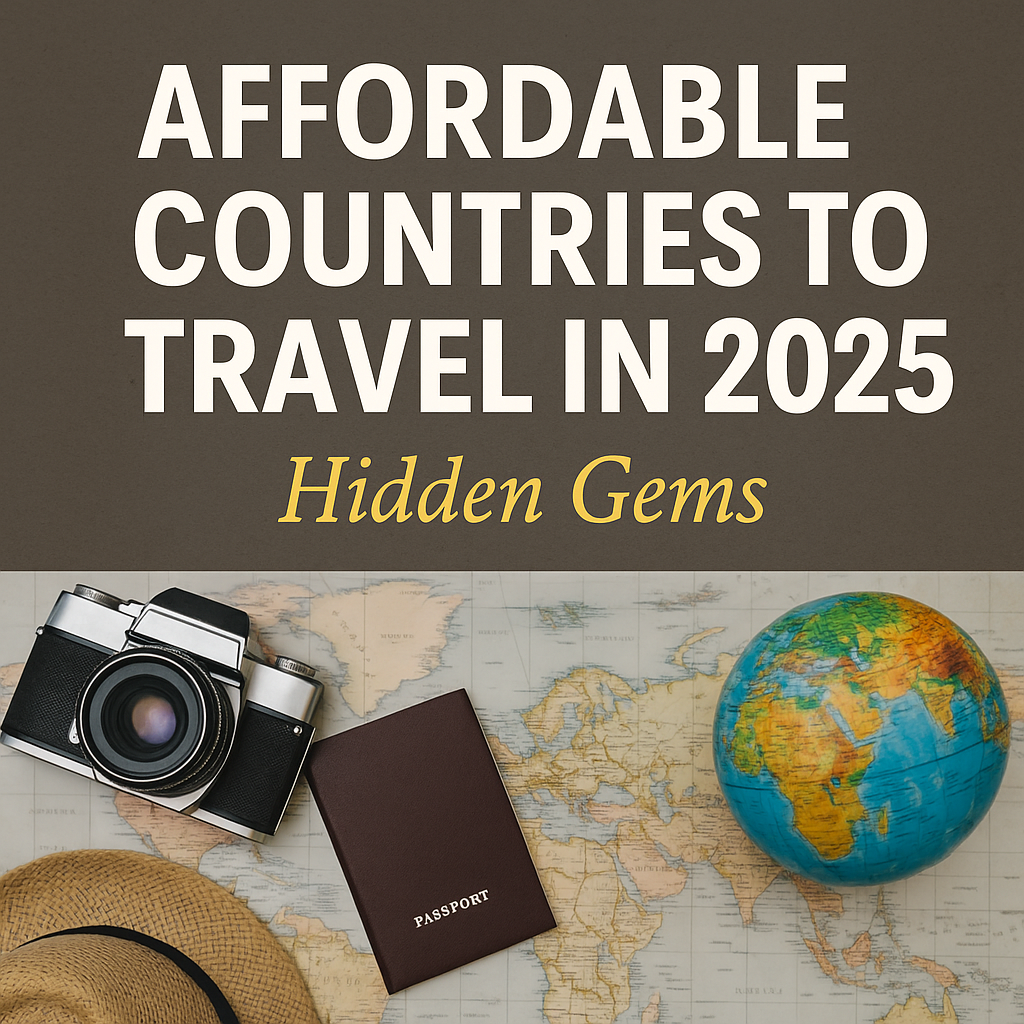 Affordable countries to travel in 2025 cover with passport and globe