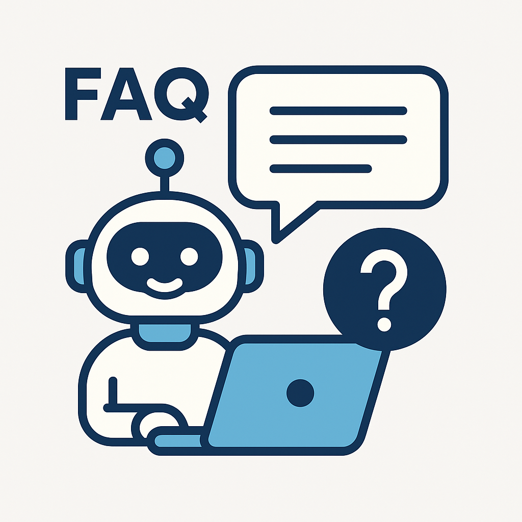 Vector graphic of an AI chatbot answering frequently asked questions