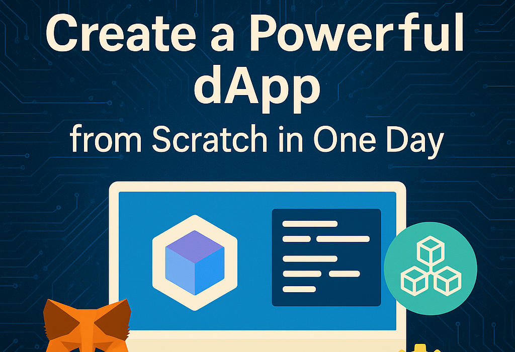 Cover image for Web3 dApp tutorial with digital circuit background and icons